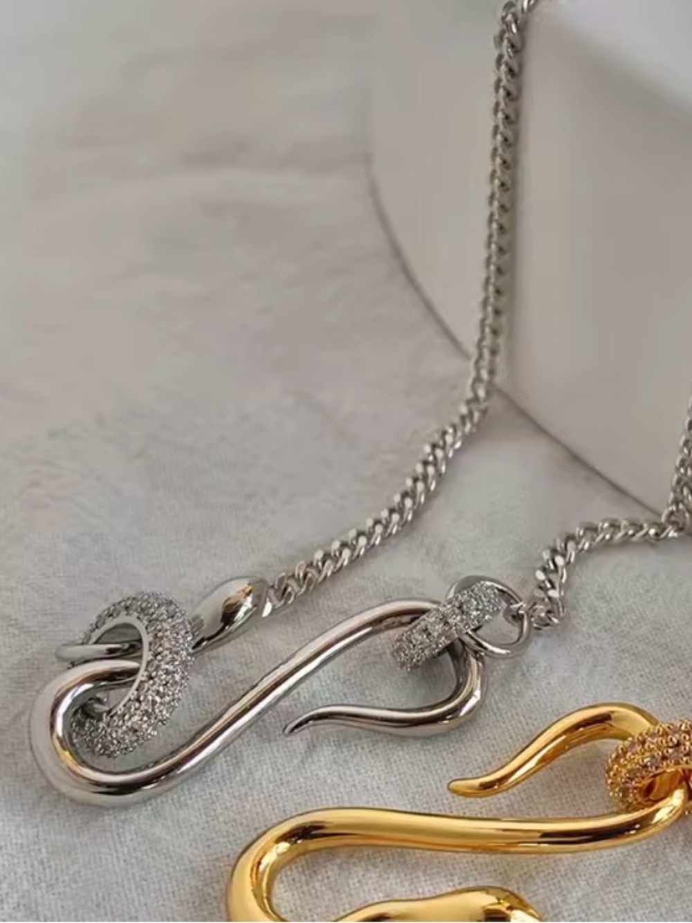 Snake Knot Necklace - Silver